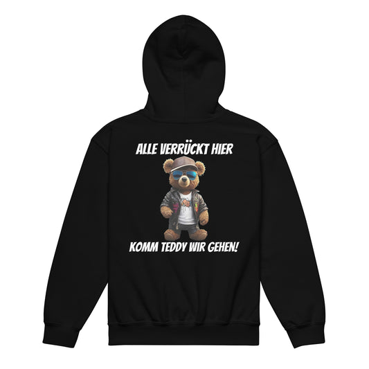 Kinder Hoodie " Alle verrückt hier" Rückendruck