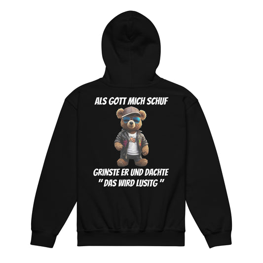 Kinder Hoodie " als Gott mich schuf" Rückendruck